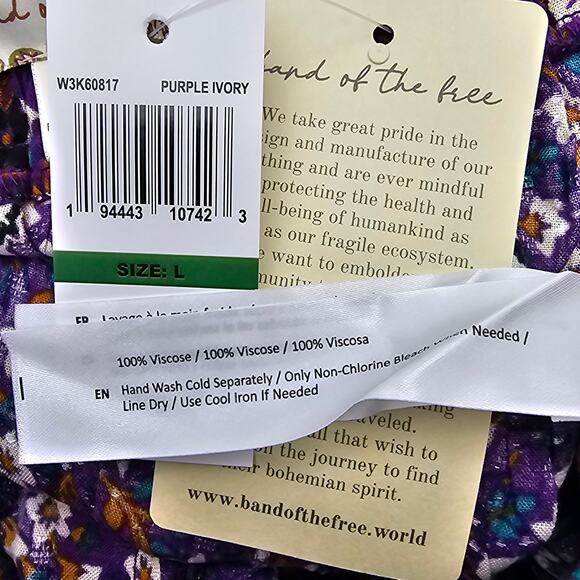 Band Of The Free Womans size L Linaelle Purple Ditzy Floral Wrap Midi Skirt NEW - Picture 7 of 8